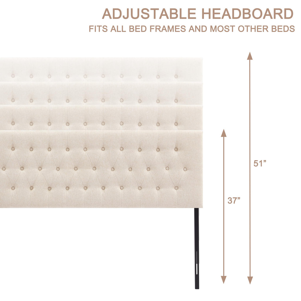 Beige Tufted Upholstered Queen Size Headboard J1765