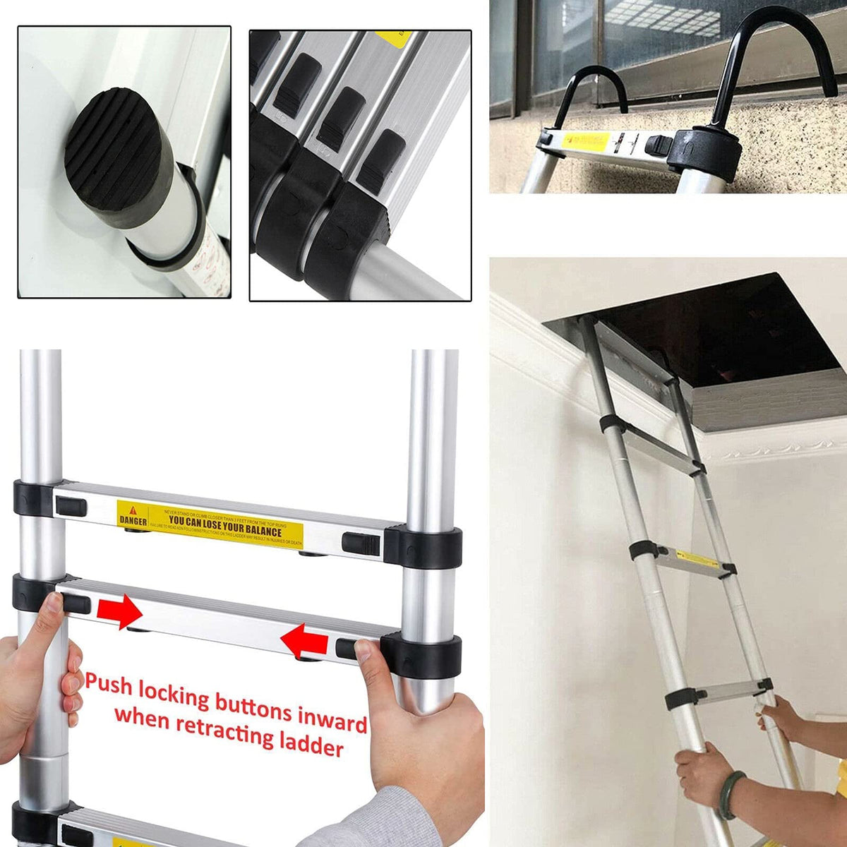 Telescoping Extension Ladder 20.34FT 330 Pound Capacity J280866