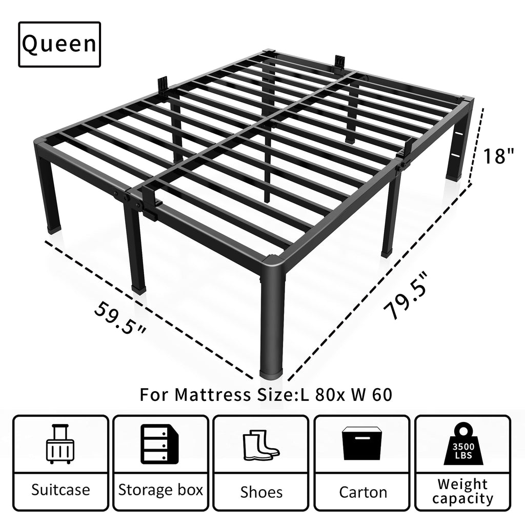 18 Inch Queen Bed Frame with Rounded Corner W53075