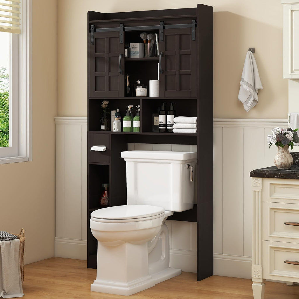 Over The Toilet Storage Cabinet with Sliding Doors C56403