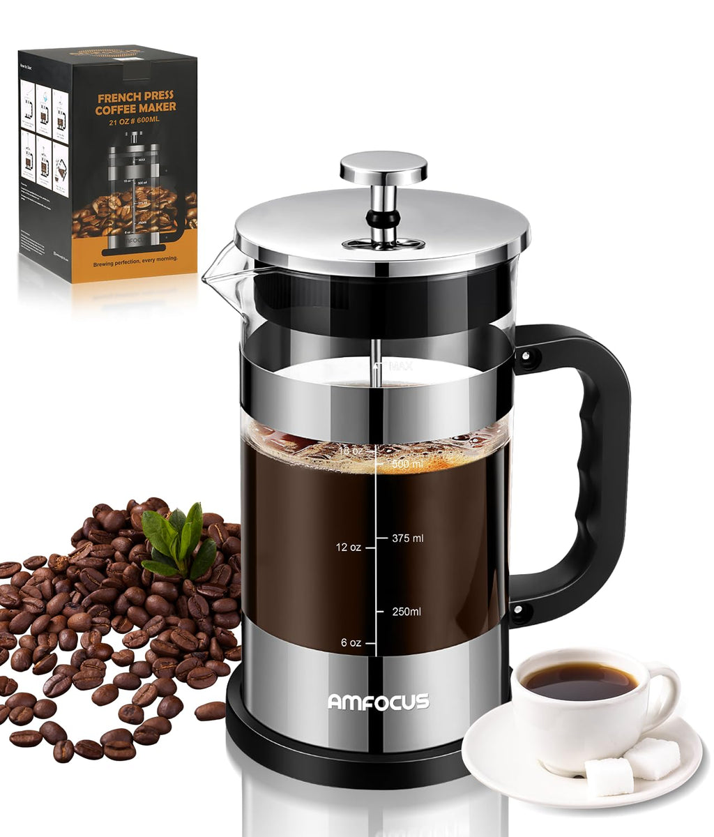 French Press Coffee Maker 21OZ Borosilicate Glass V84764