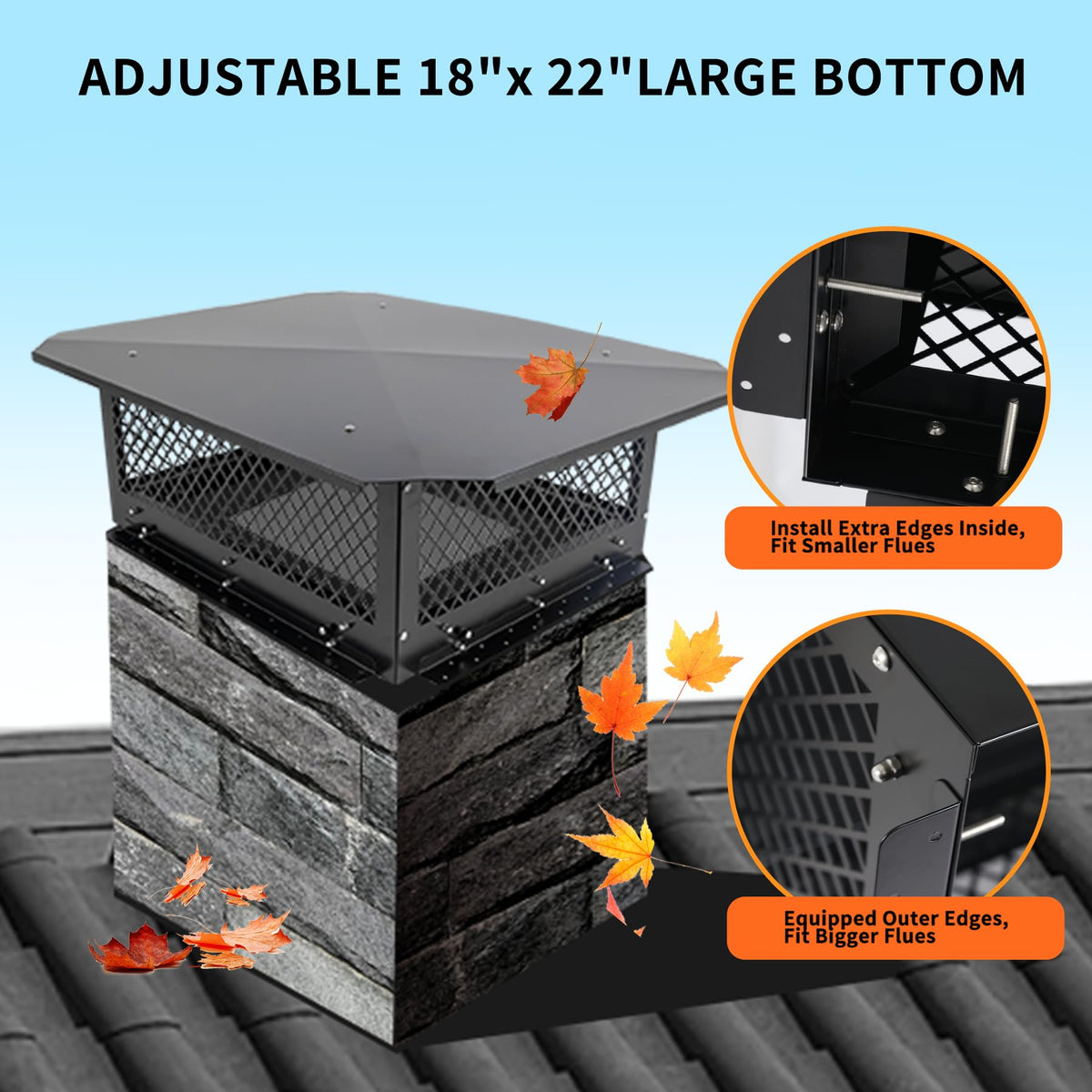 Black Galvanized Steel Chimney Cap U982822