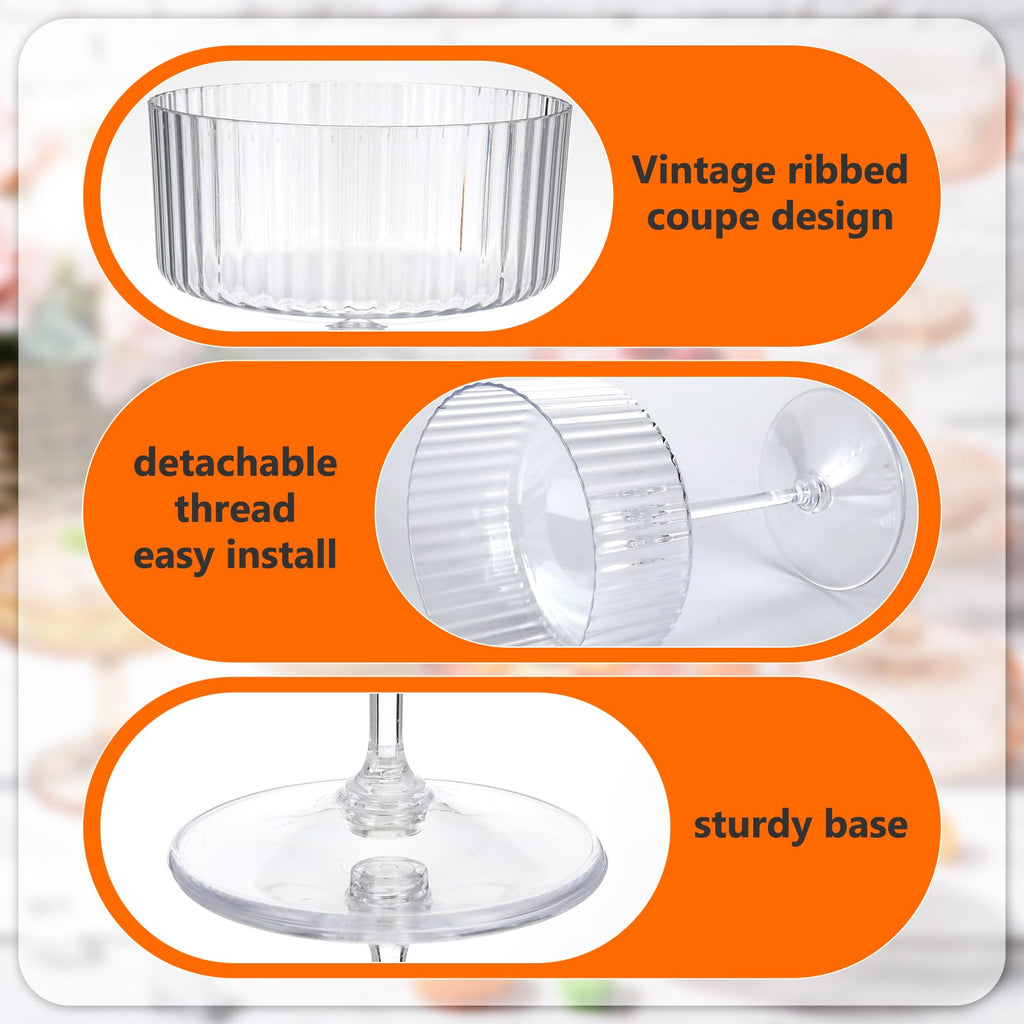 6 Pcs 10 oz Clear Plastic Martini Glasses P734774
