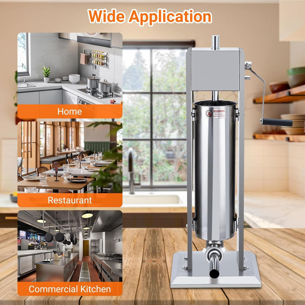 Two Speed Stainless Steel Vertical 15LBS Sausage Stuffer with 5 Stuffing Tubes B947
