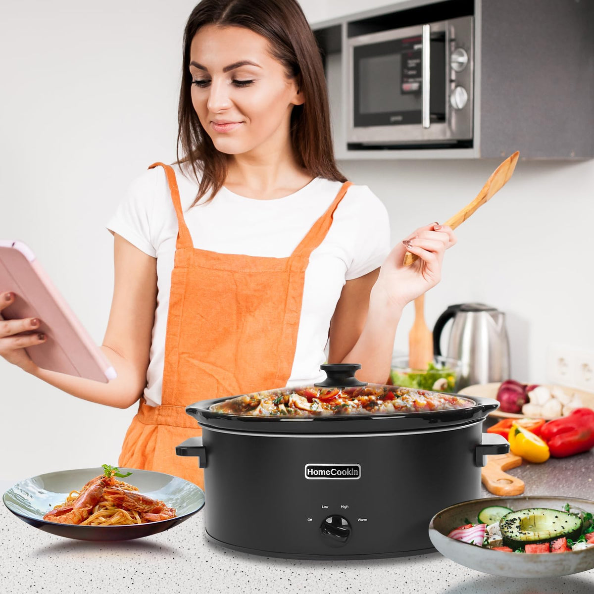 7 Quart Oval Manual Slow Cooker with 3 Cooking Settings T869609