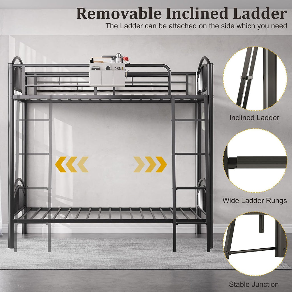 Twin Over Twin Metal Bunk Bed with Ladder C2360