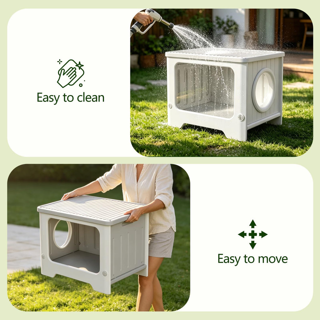 Weatherproof Stackable Outdoor Cat House with Clear Window O215777