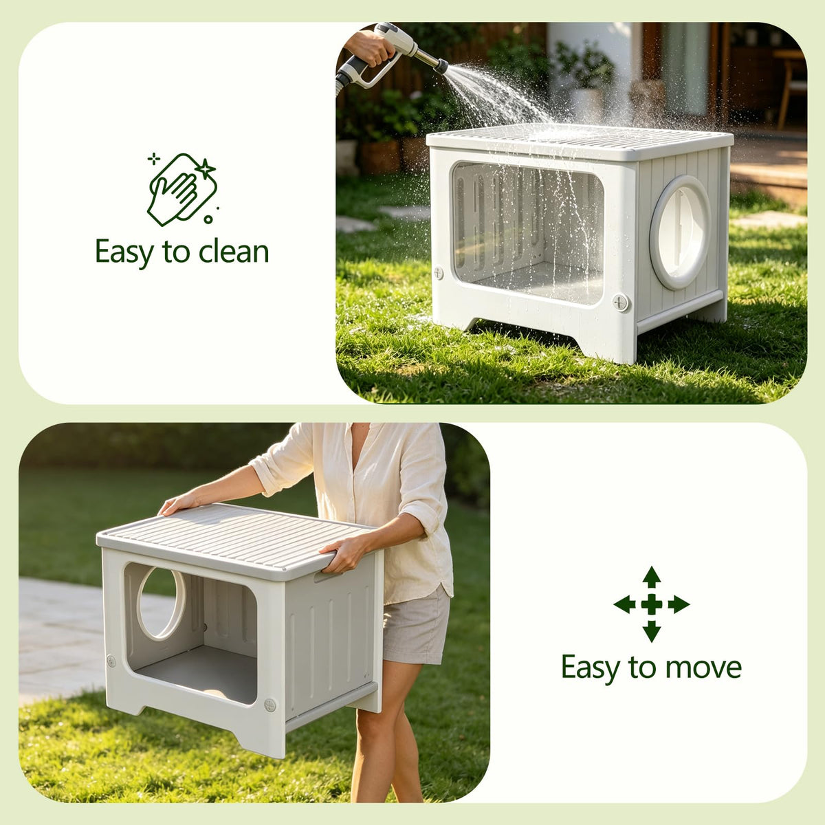 Weatherproof Stackable Outdoor Cat House with Clear Window O215777