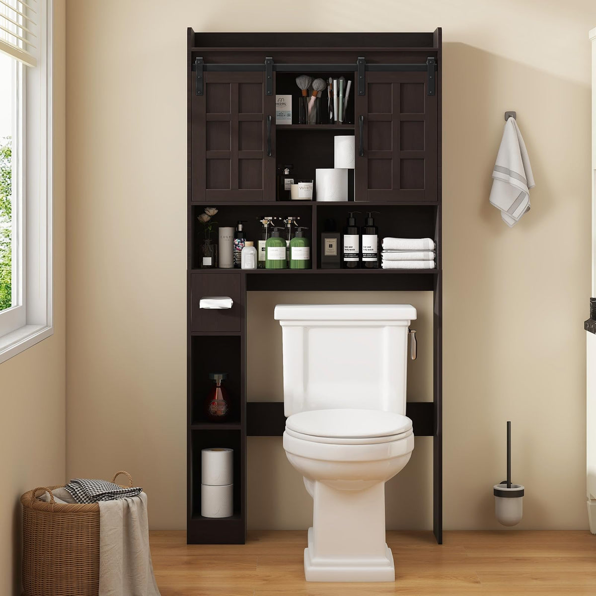 Over The Toilet Storage Cabinet with Sliding Doors C56403