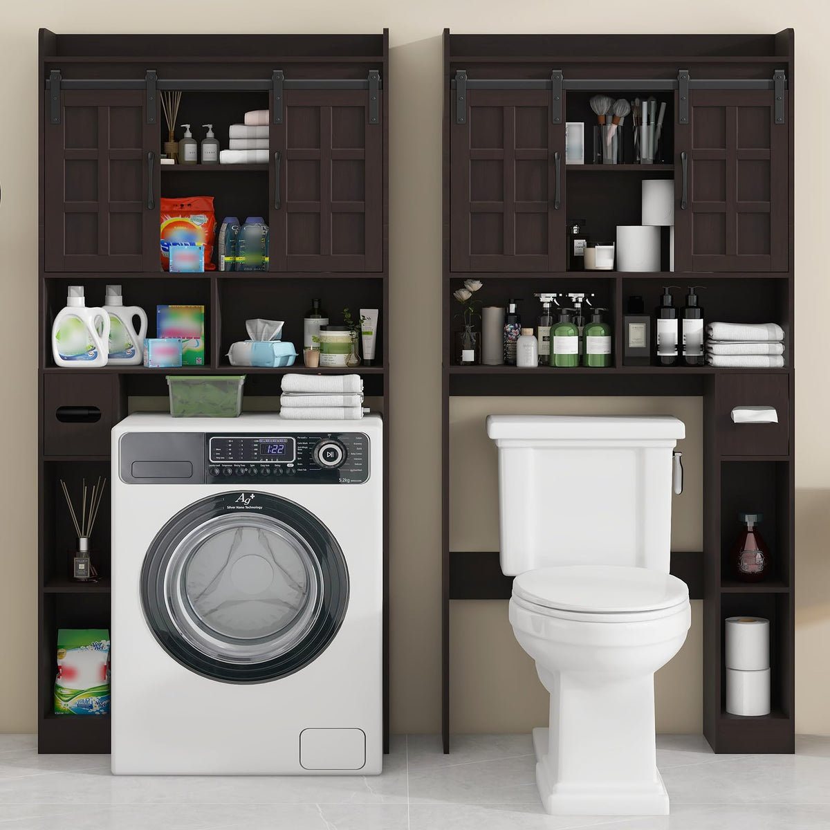 Over The Toilet Storage Cabinet with Sliding Doors C56403