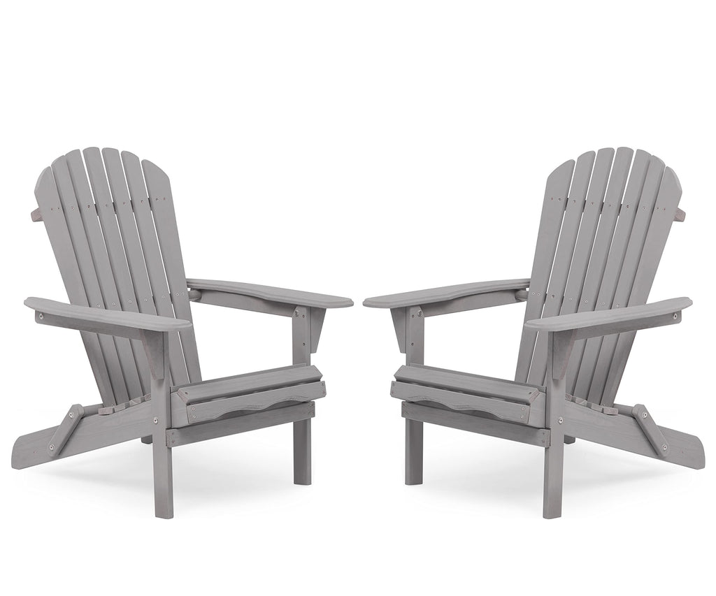 Wooden Folding Adirondack Chairs Set of 2 Solid Cedar B97994