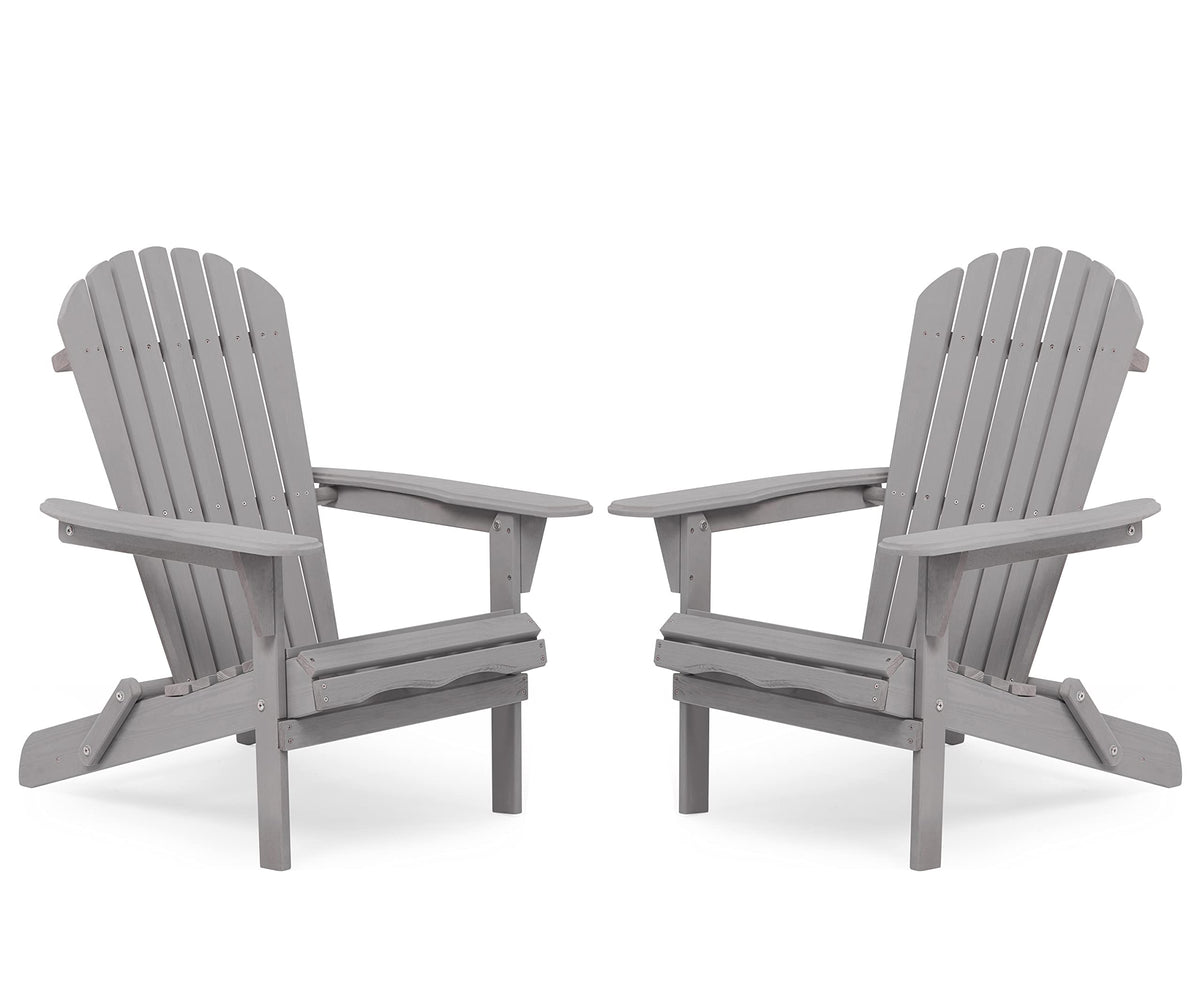 Wooden Folding Adirondack Chairs Set of 2 Solid Cedar B97994