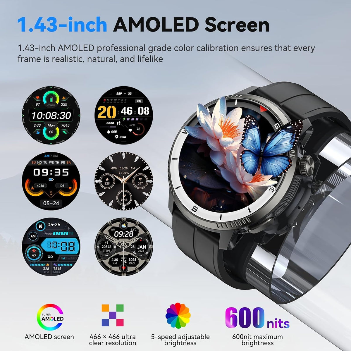 Black GPS Smartwatch with Heart Rate Monitor L6781