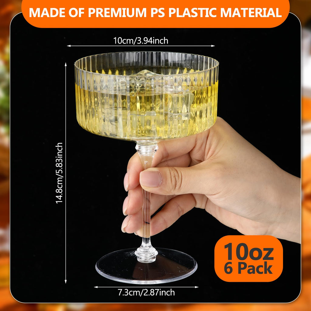 6 Pcs 10 oz Clear Plastic Martini Glasses P734774