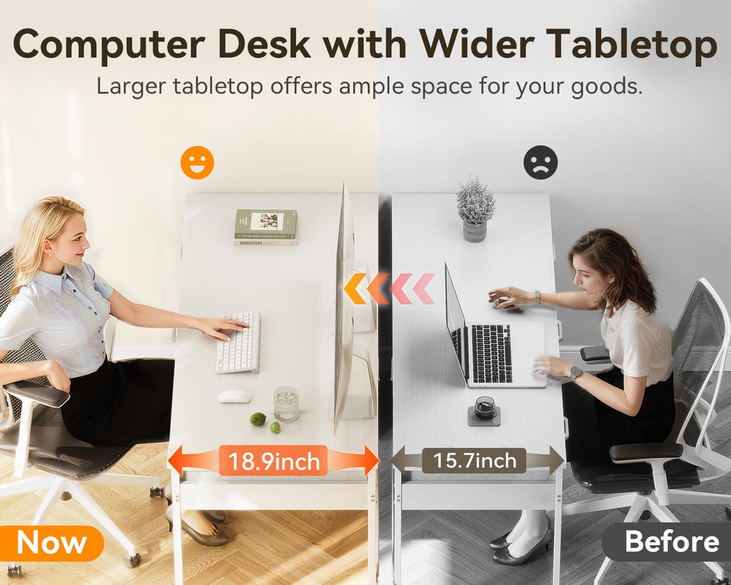 White Computer Desk with 6 Drawers D111