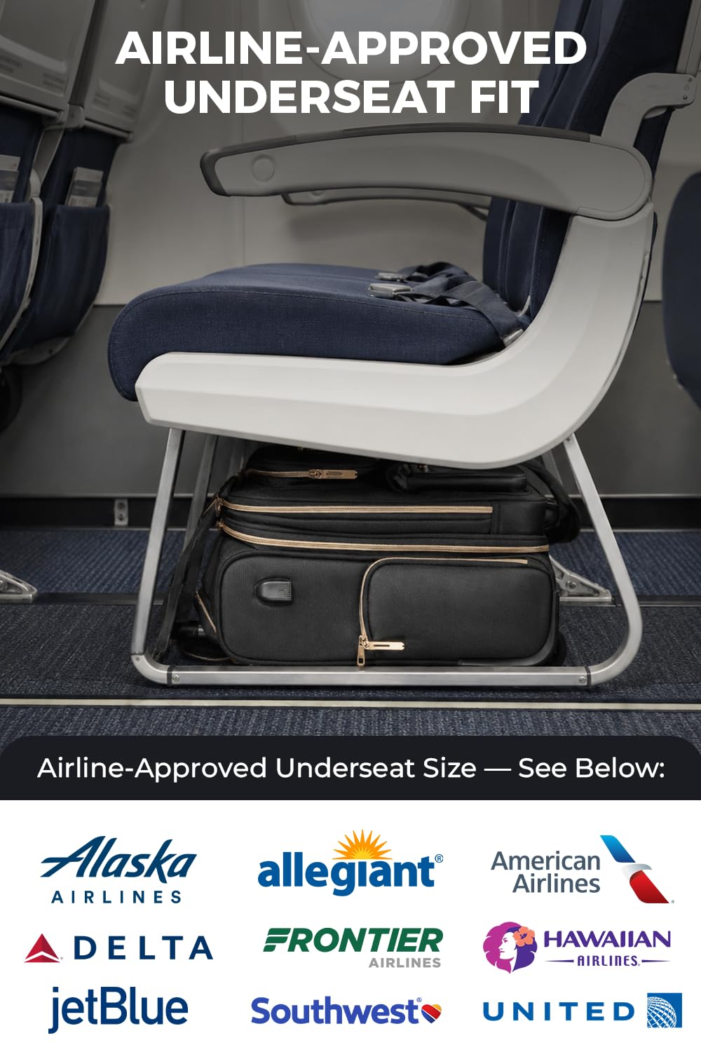16” Softside Underseat Carry On Luggage with Wheels E256