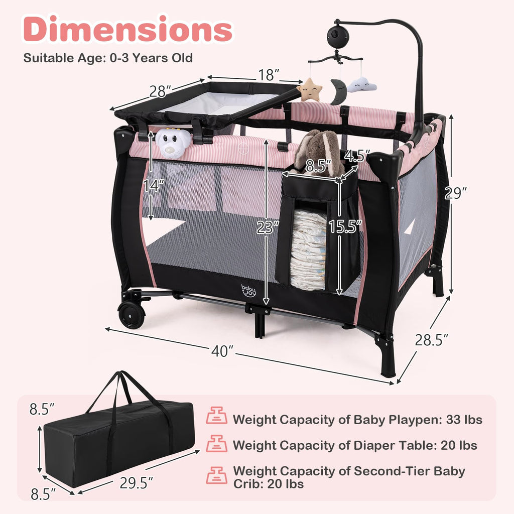 3 in 1 Pack and Play Portable Baby Playard with Bassinet B290544