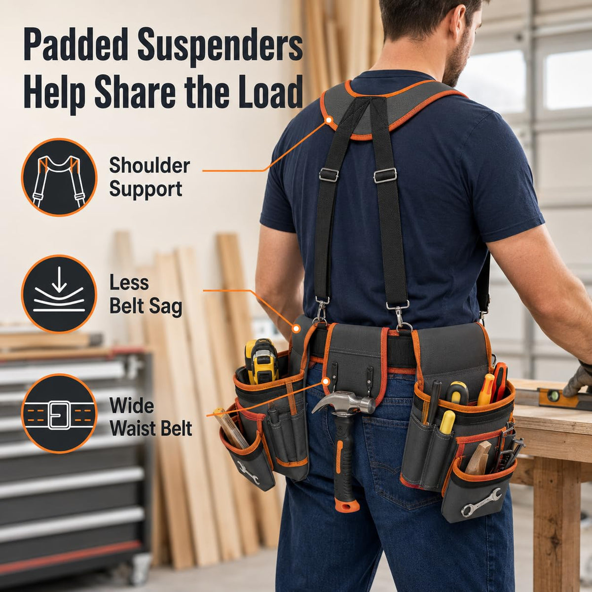 Heavy Duty Magnetic Tool Belt with Suspenders C918