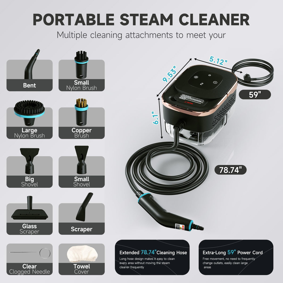 Steam Cleaner with Replacement Heads A327