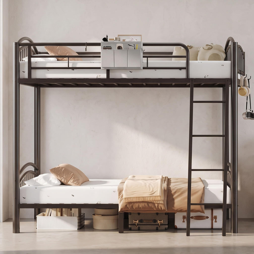Twin Over Twin Metal Bunk Bed with Ladder C2360