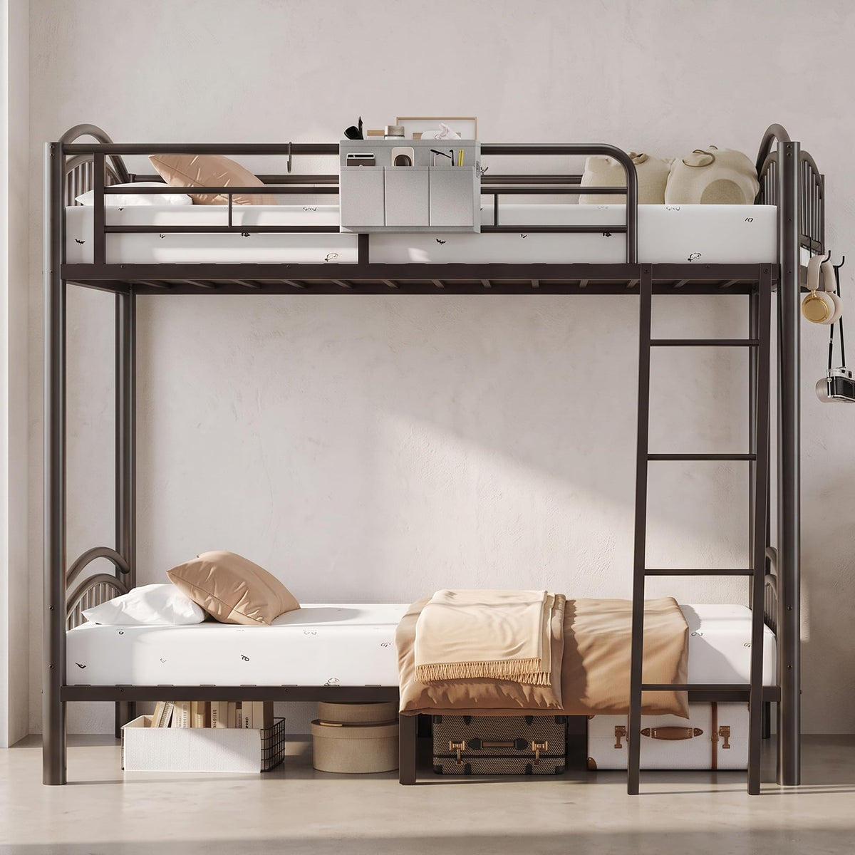 Twin Over Twin Metal Bunk Bed with Ladder C2360