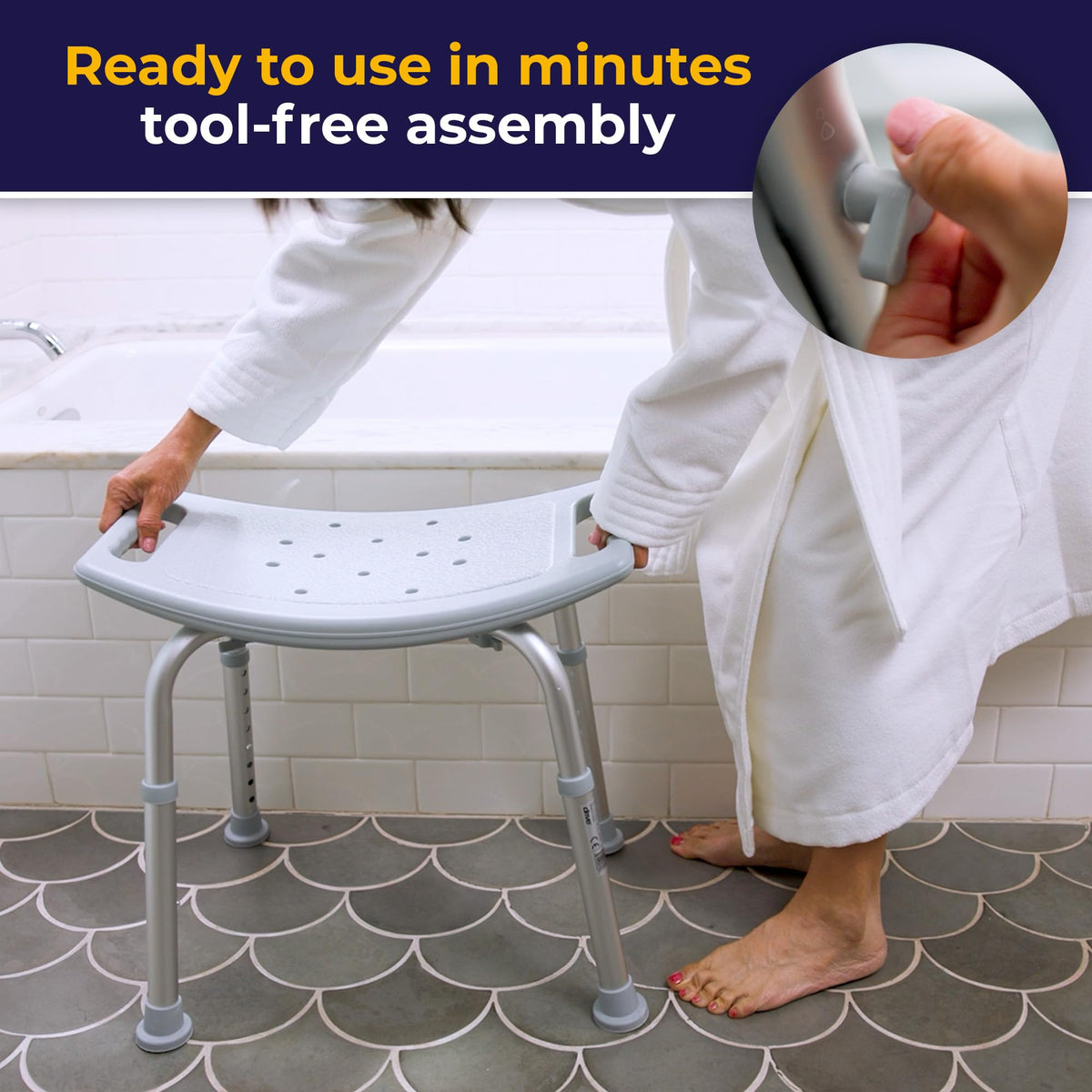 Adjustable Non-Slip Aluminum Shower and Bath Chair D502693