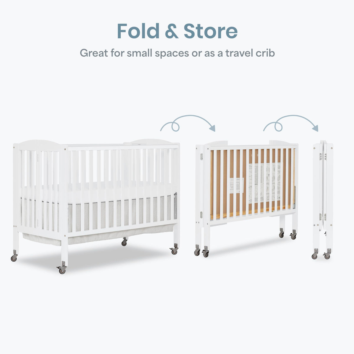 Full Size 2-in-1 Folding Baby Crib White C32681