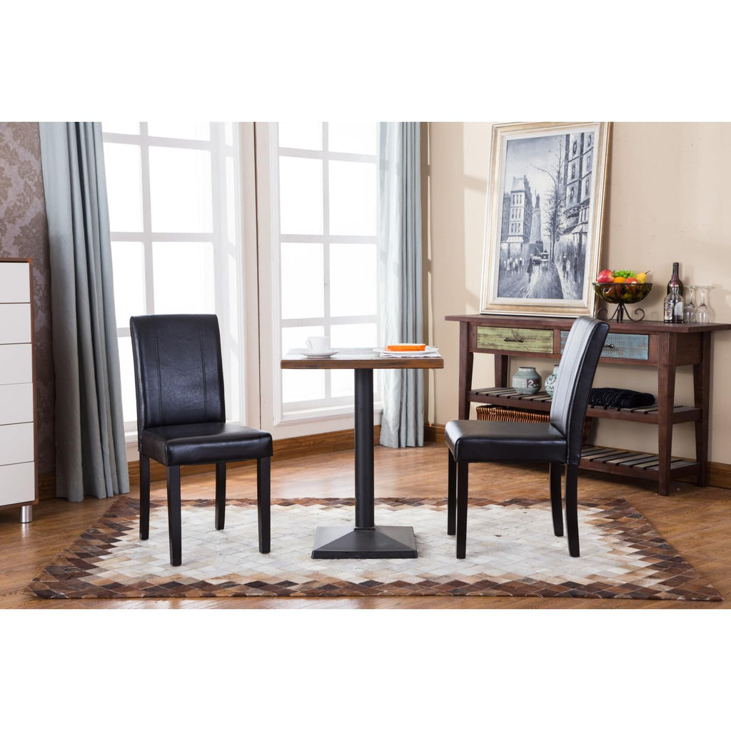 Black Faux Leather Parson Chair Set of 2 M3540