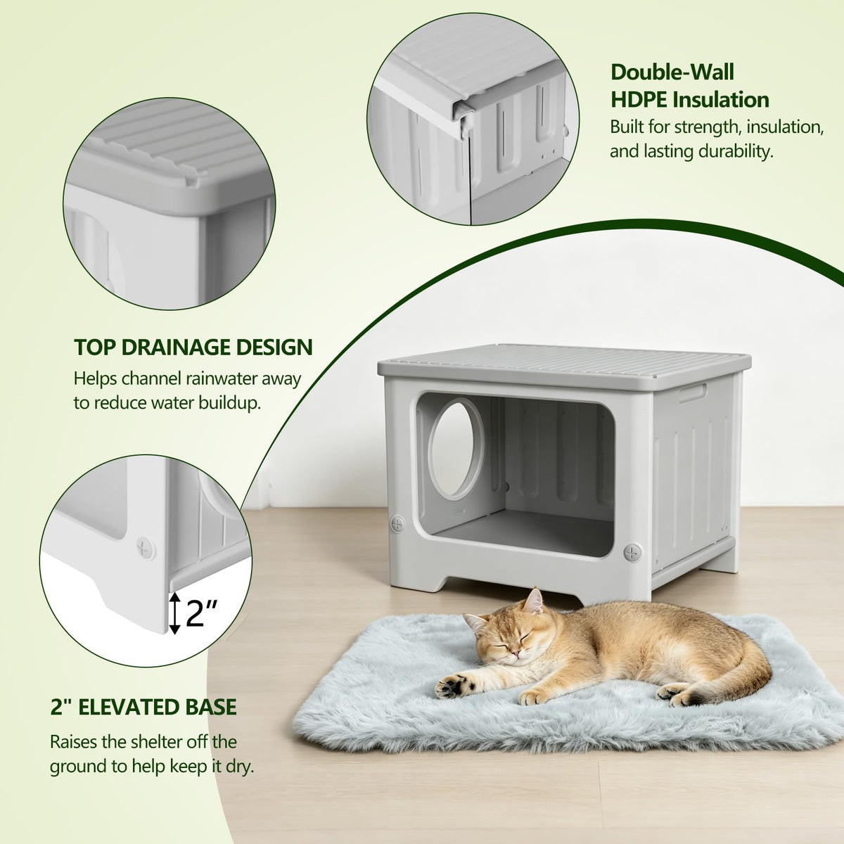 Weatherproof Stackable Outdoor Cat House with Clear Window O215777
