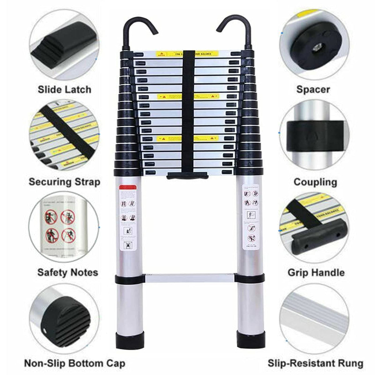Telescoping Extension Ladder 20.34FT 330 Pound Capacity J280866