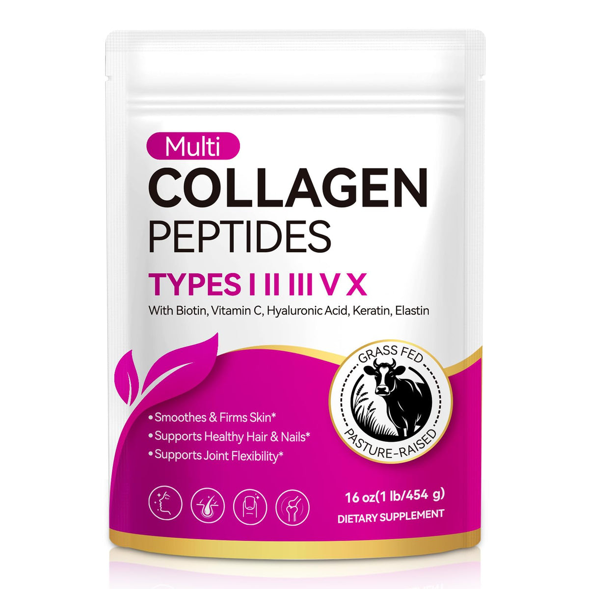 Unflavored Hydrolyzed Collagen Peptides Powder 16 oz M5489
