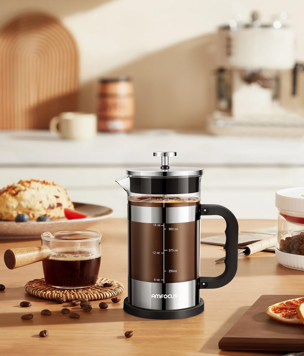 French Press Coffee Maker 21OZ Borosilicate Glass V84764