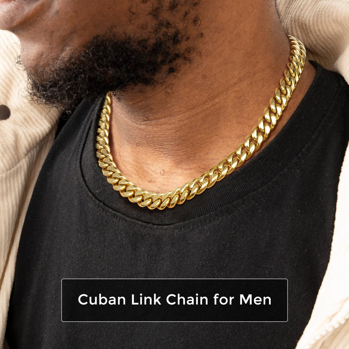 Gold Cuban Link Chain 316L Stainless Steel Necklace 20/22/24 Inches R866942