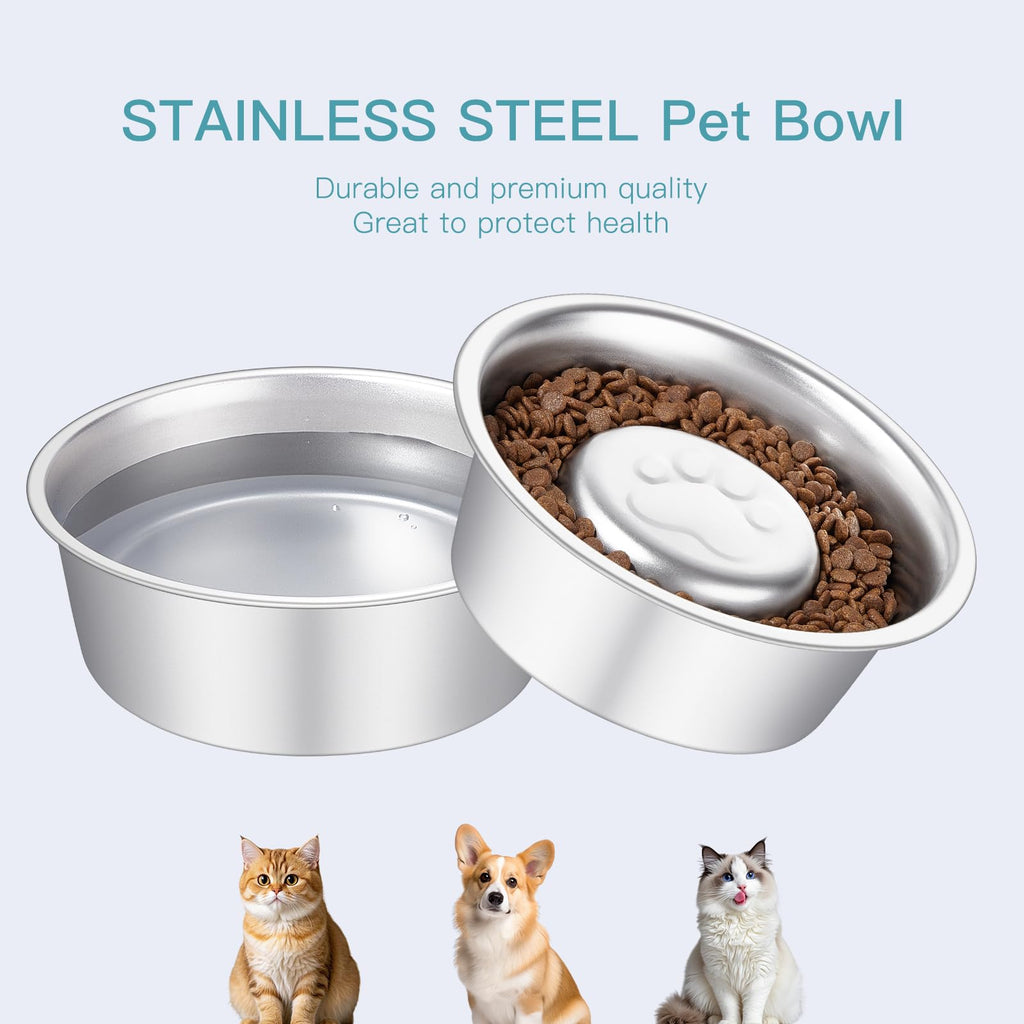 Stainless Steel Pet Dog Water and Food Bowl, 2-Pack X374580