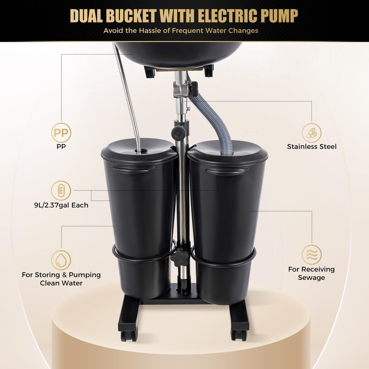 Portable Height & Angle Adjustable Shampoo Bowl C27208