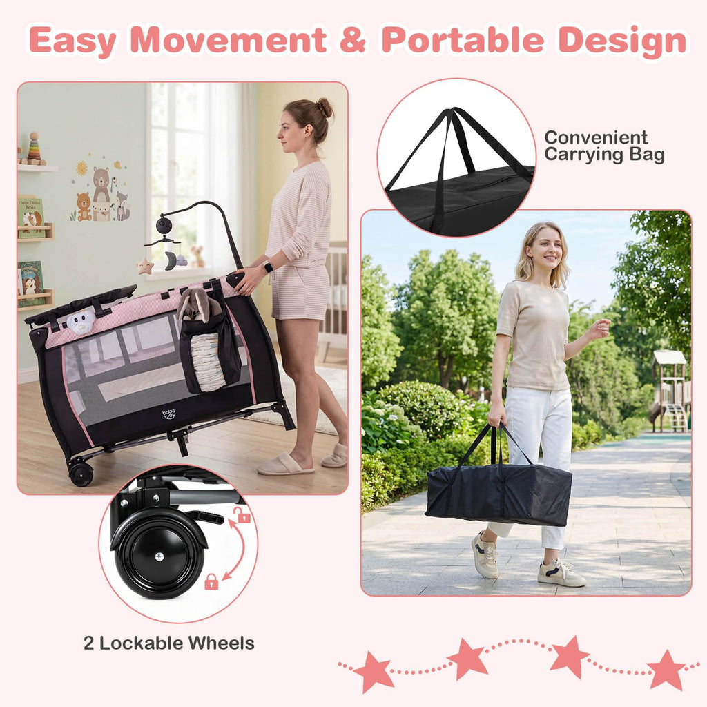 3 in 1 Pack and Play Portable Baby Playard with Bassinet B290544