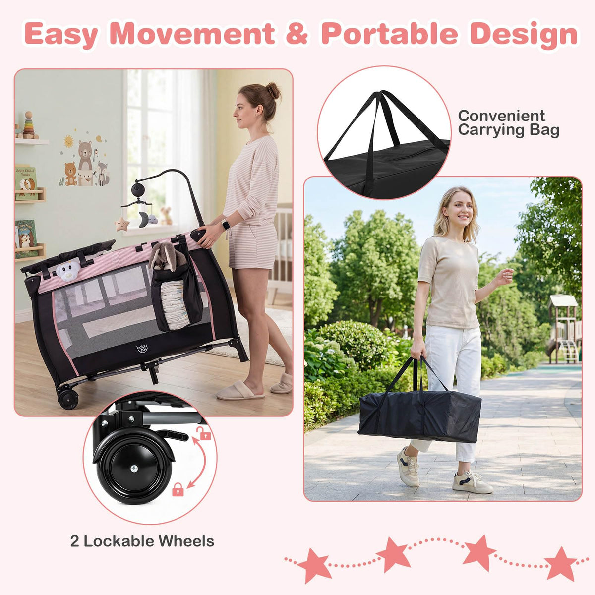 3 in 1 Pack and Play Portable Baby Playard with Bassinet B290544