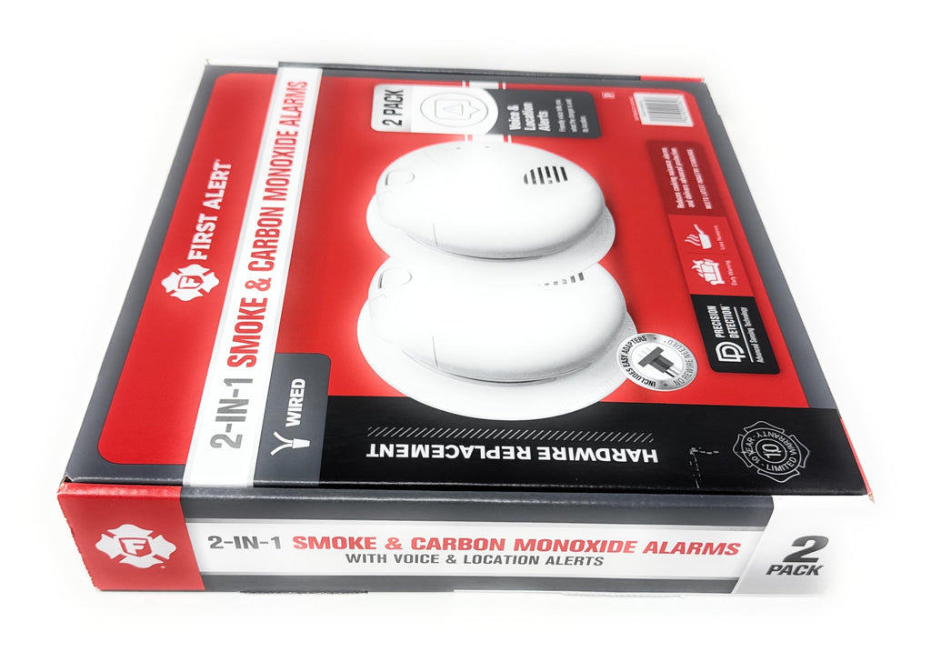 Combination Smoke & Carbon Monoxide Alarm, Hardwire Detector with Battery Backup, 2-Pack G491