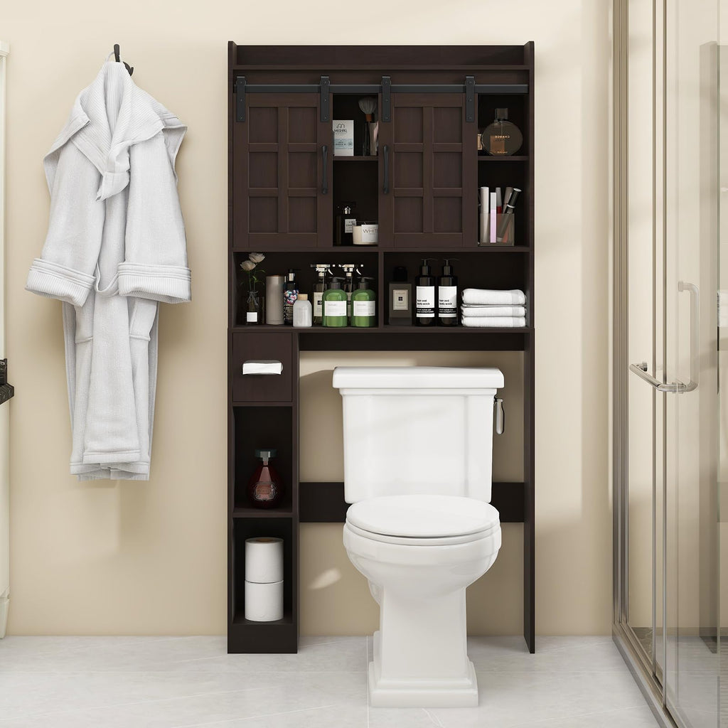 Over The Toilet Storage Cabinet with Sliding Doors C56403