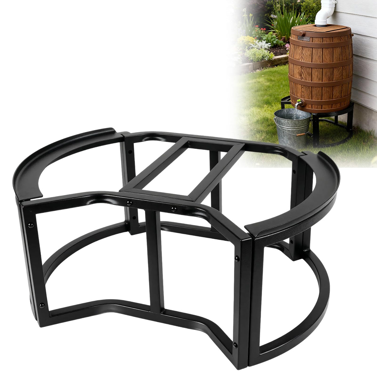 Heavy-Duty Stainless Steel Rain Barrel Stand Z846196