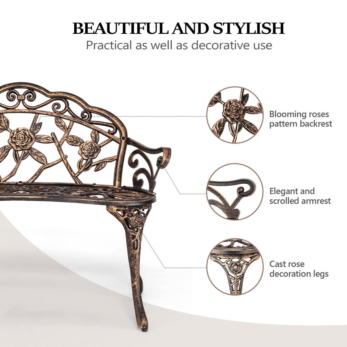 2 Seater Cast Iron Cast Aluminium Garden Bench B979394
