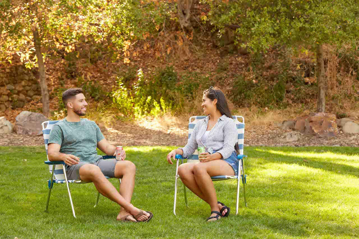 Folding Camp Lawn Chair 2 Pack Blue White K4154