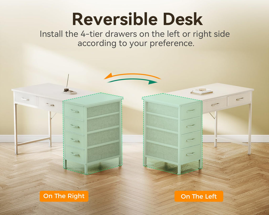 White Computer Desk with 6 Drawers D111