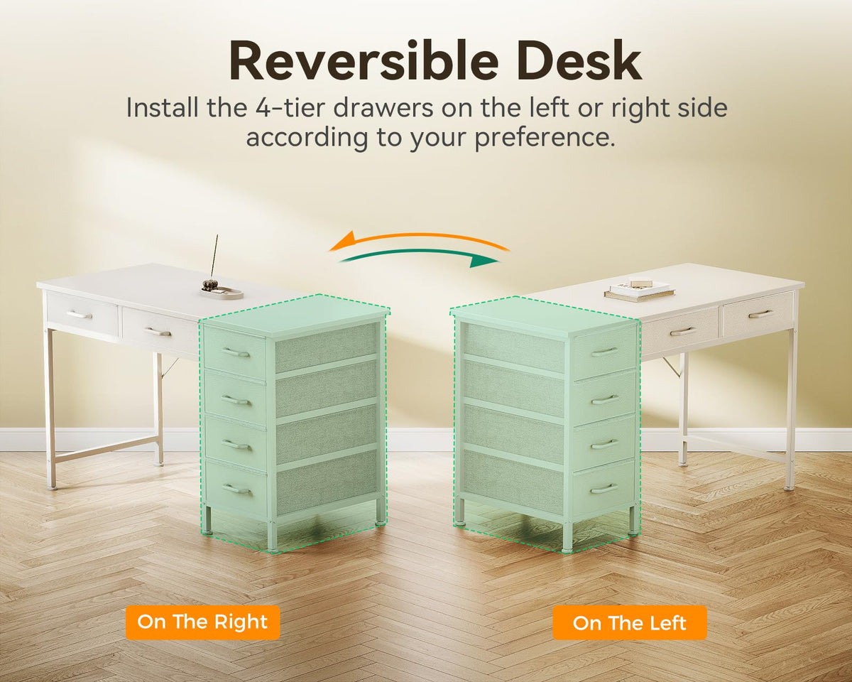 White Computer Desk with 6 Drawers D111