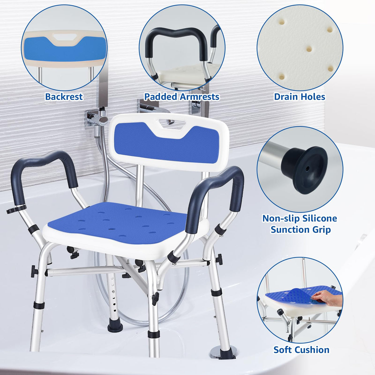 Blue Adjustable Shower Chair L493166