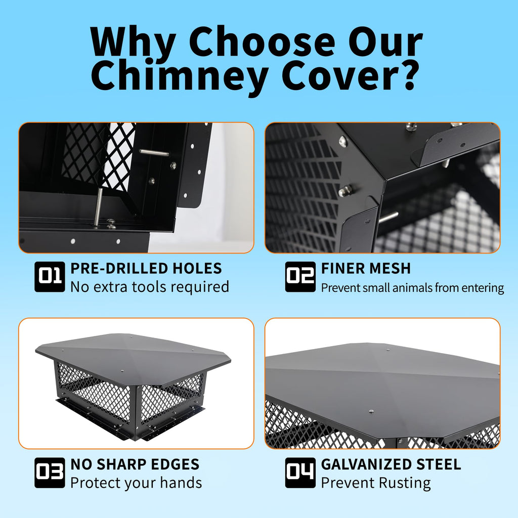 Black Galvanized Steel Chimney Cap U982822