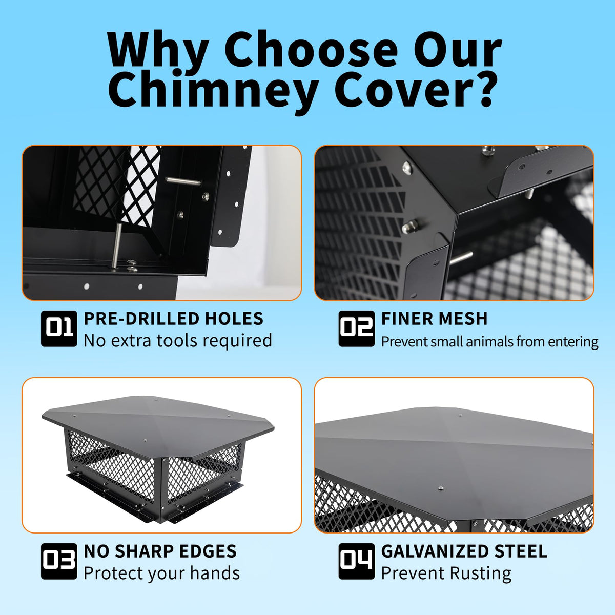 Black Galvanized Steel Chimney Cap U982822