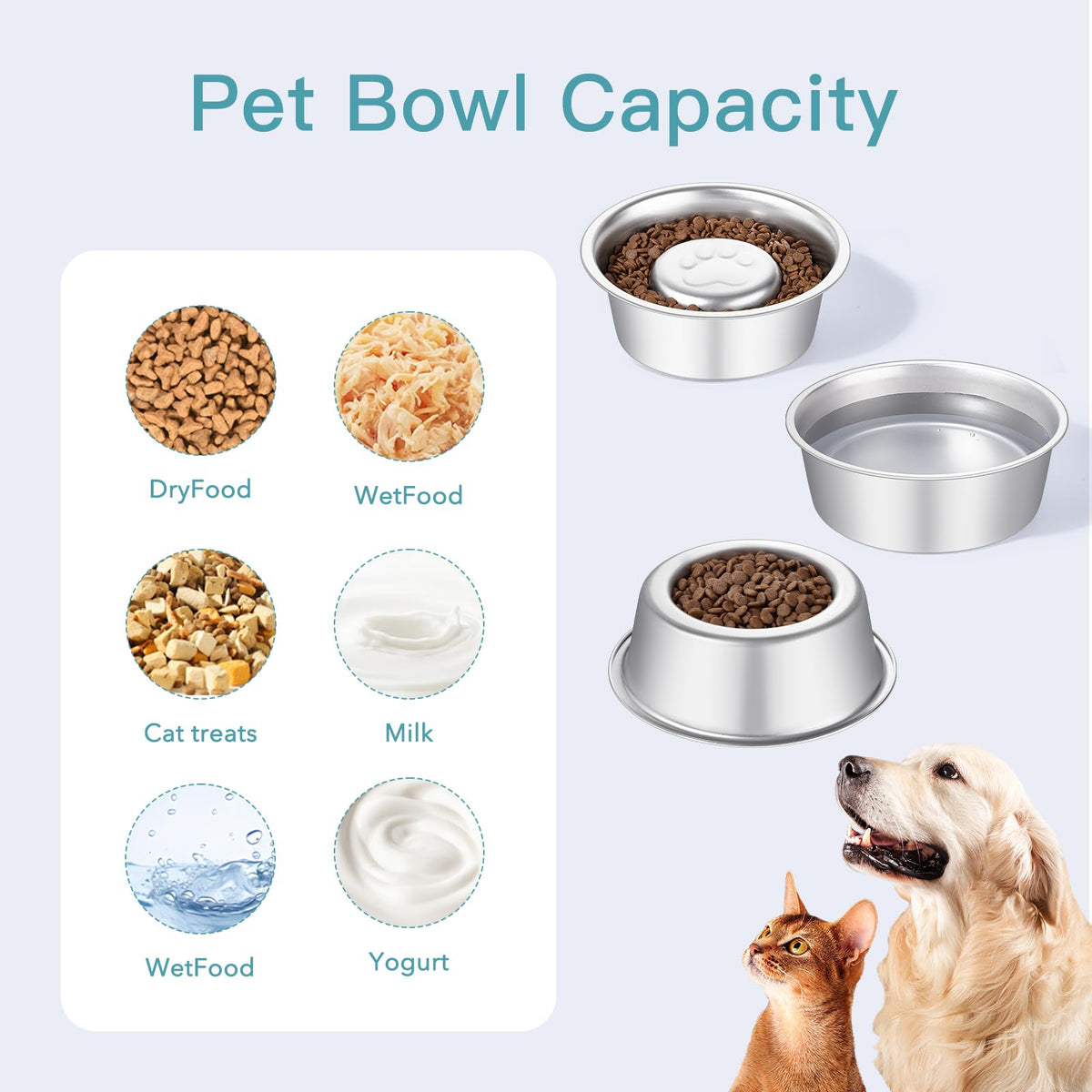 Stainless Steel Pet Dog Water and Food Bowl, 2-Pack X374580