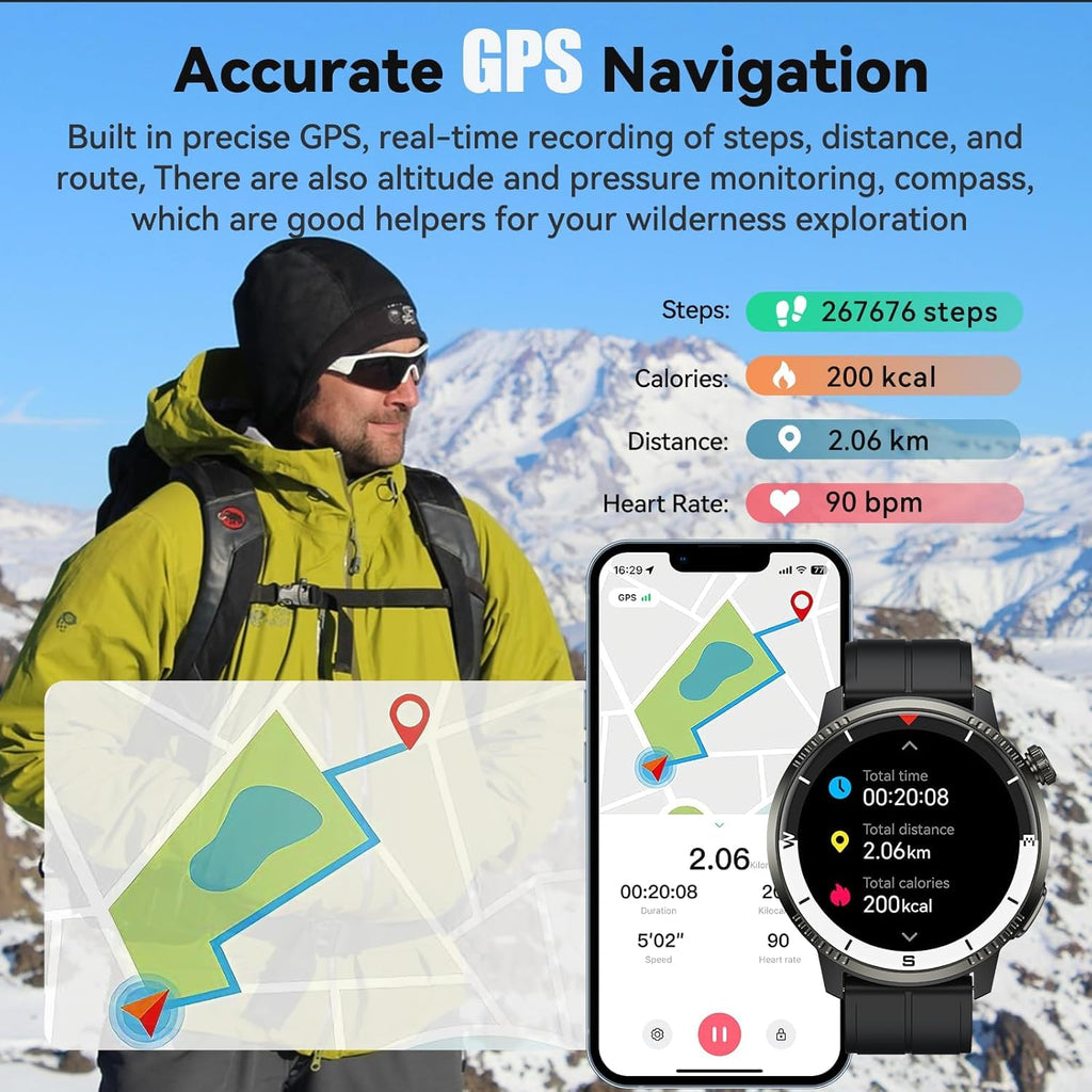 Black GPS Smartwatch with Heart Rate Monitor L6781