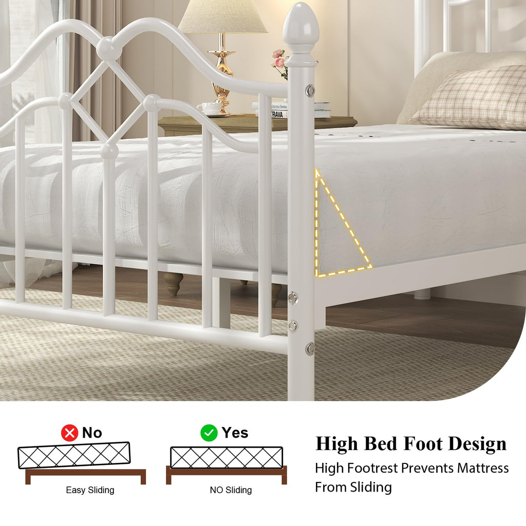 Twin Size Bed Frame with Victorian Headboard & Footboard T46290